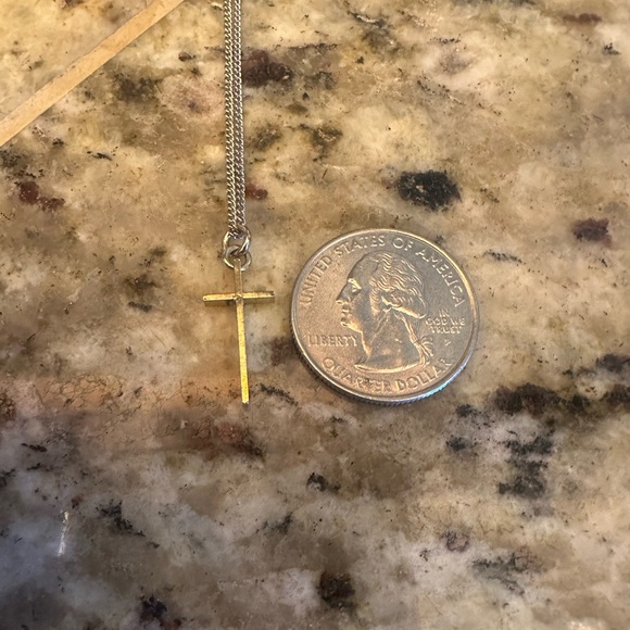 Two of Tone Silver/Gold Cross Necklace - Picture 8 of 9